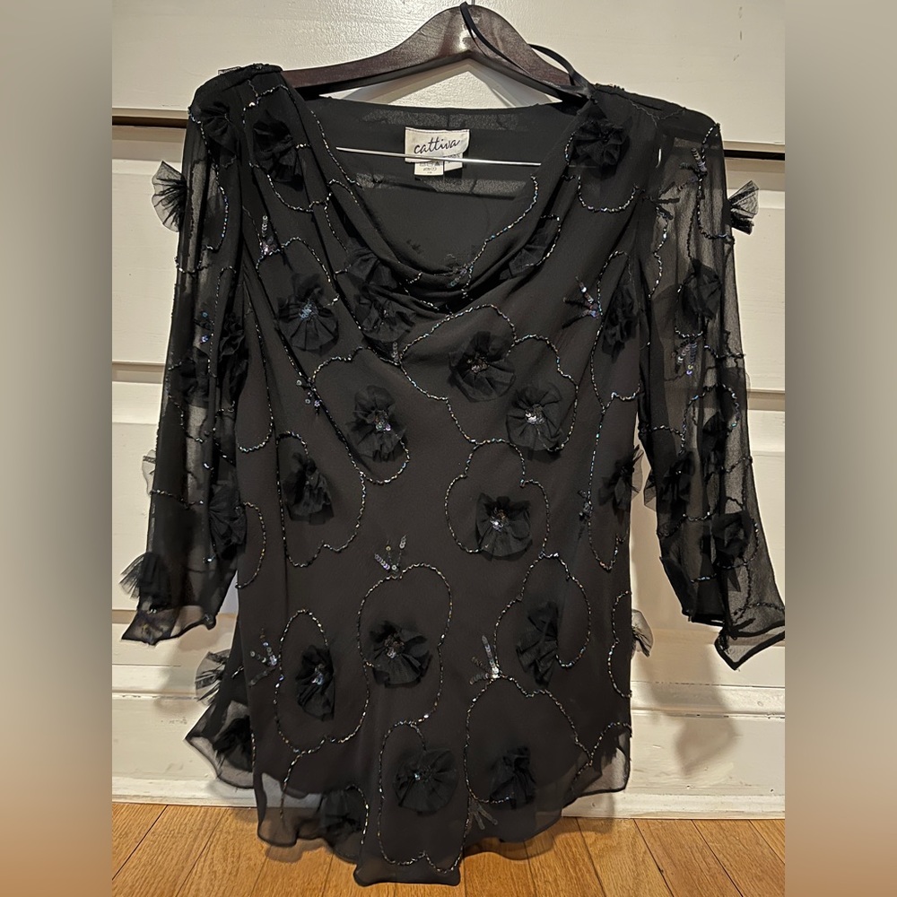 Cattiva beaded black silk shirt - 10